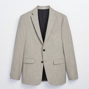 NEW WITH TAGS ZARA MENS TEXTURED SUIT JACKET BLAZER GRAY size US 40